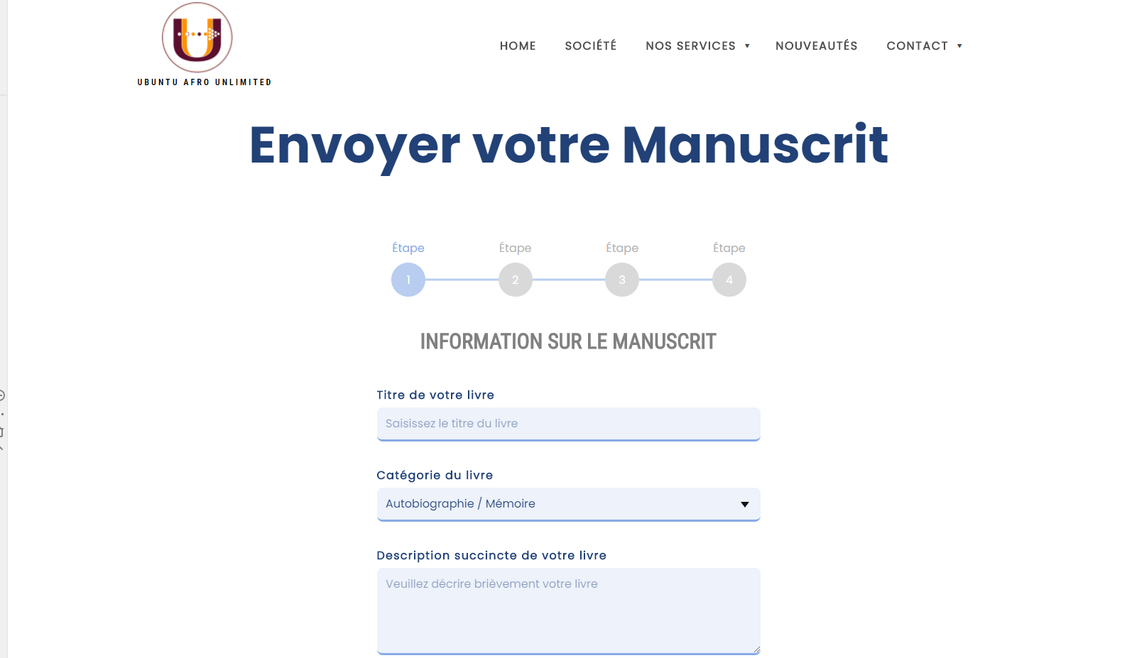 Editions ubuntu afro unlimited- ​​ETAPE DE LA SOUMISSION DU PROJET DE PUBLICATION